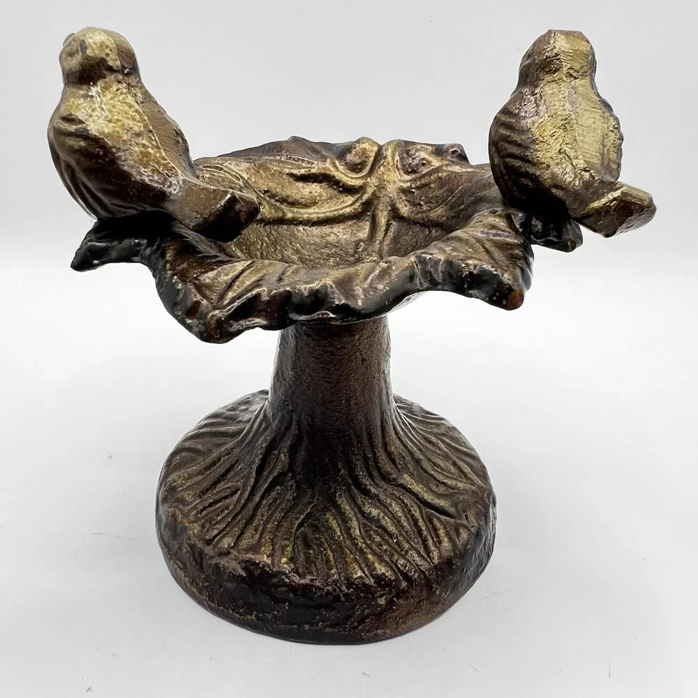 Cast Iron Mini Bird Bath Trinket Dish Cottage Core Country Rustic Farm House